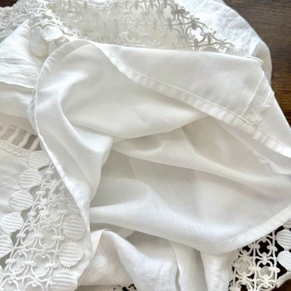 Boston Proper Summer Fit & Flare Crochet Lace Trim White Linen Skirt Size 2 - Picture 12 of 14